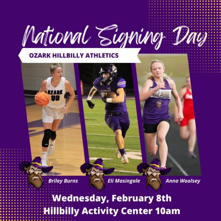 Looking forward to a great week of Hillbilly Athletics!! Home games Tuesday and Wednesday, Sr Night is Tuesday and signing day is Wednesday
