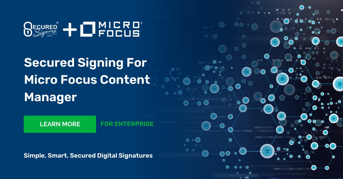 SecuredSigning's tweet image. With Secured Signing for Micro Focus, the seamless integration allows you and your team can access advanced PKI digital signature technology right at your fingertips. 

Learn more: ow.ly/yq2g50MHvHh

#SecuredSigning #MicroFocus #PaperlessSigning #Efficiency #Security