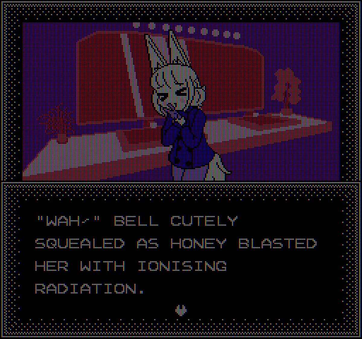 Coquette Dragoon by <a href="/burgeroise/">iby</a> as a famicom ADV, I imagine this is what the tie in game would look like if CQD was an 80s mecha anime
#cqdart