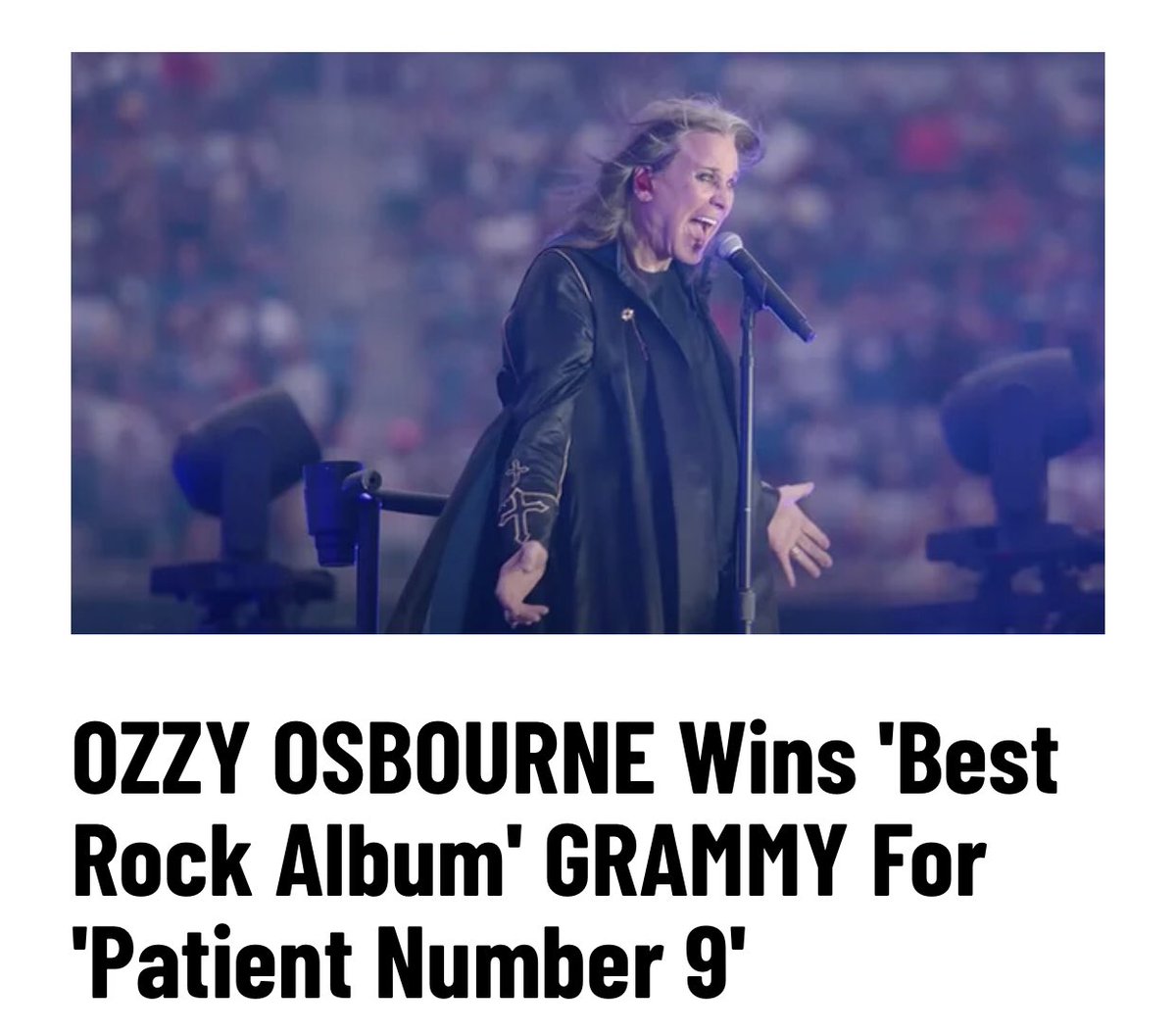 Huge congratulations to the best Boss I’ve ever had. Excuse the language but this man is a fucking legend, and what a privilege it is to have played hundreds of shows with the great man. Great album, and well deserved.<a href="/OzzyOsbourne/">Ozzy Osbourne</a> <a href="/thisiswatt/">WATT</a>