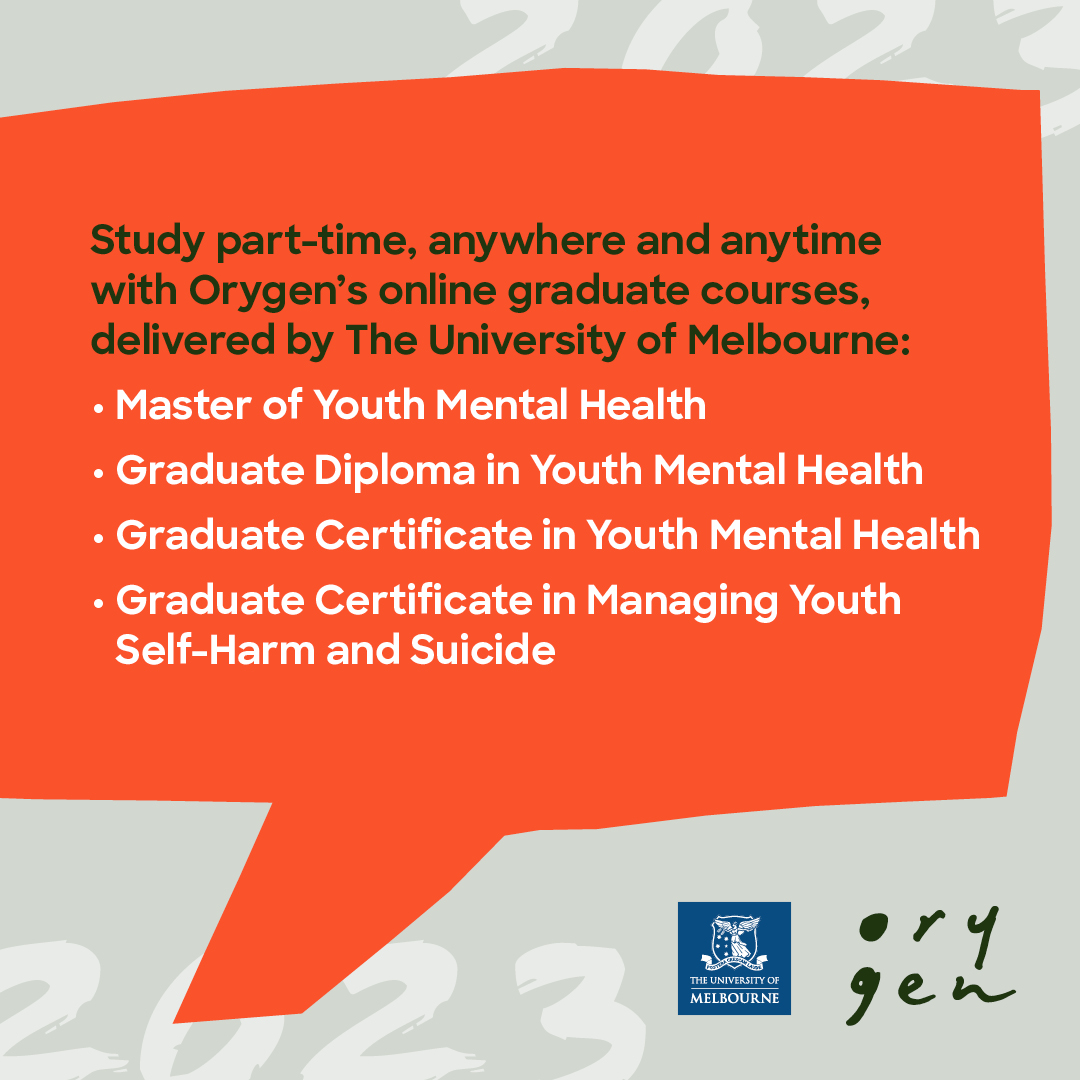 orygen_aus's tweet photo. #EDUCATION | Applications close this Thursday (Feb 9) for our fully online graduate courses in youth mental health. The below courses are delivered in partnership with @unimelb. 

For more info and details on how to apply visit: https://t.co/i87hvd414z https://t.co/Qt6cDHfi3e