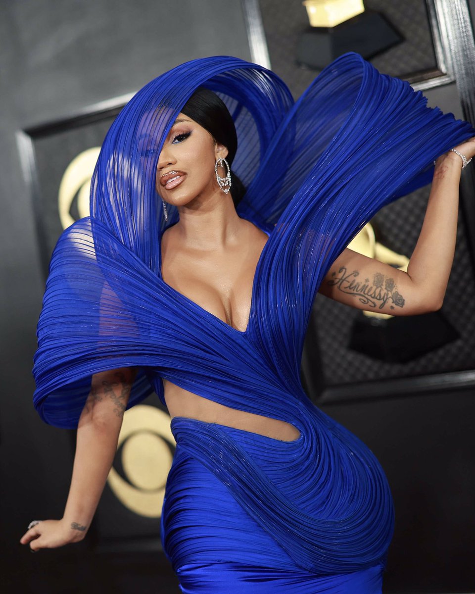 saintdoII's tweet image. cardi b wearing fresh off the runway gaurav gupta ss23 couture to the grammys