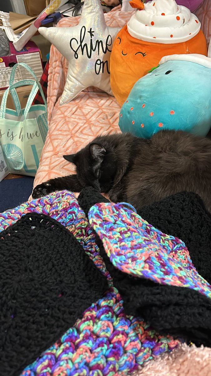 My first hexagon sweater is almost complete!! Nothing like a sleepy cat to keep you company too. #knitting #crochet #crochetaddict #crochetersofinstagram #knittingmachine #knittingaddict #crafts #craft #crafter #maker #twitch #twitchstreamer #twitchaffiliate #etsy #etsyseller