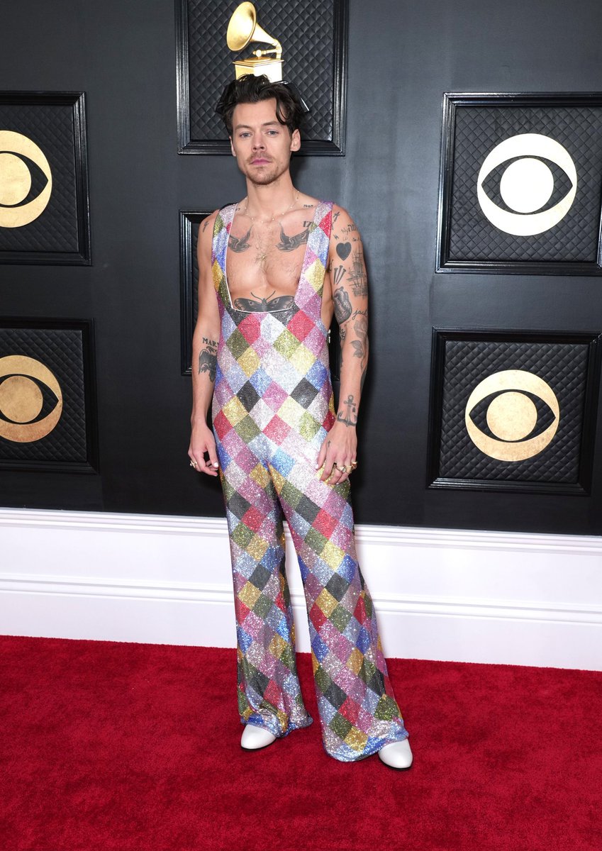Really nice touch: Harry Styles goes to the Grammys dressed as the cover of the first Marillion album.