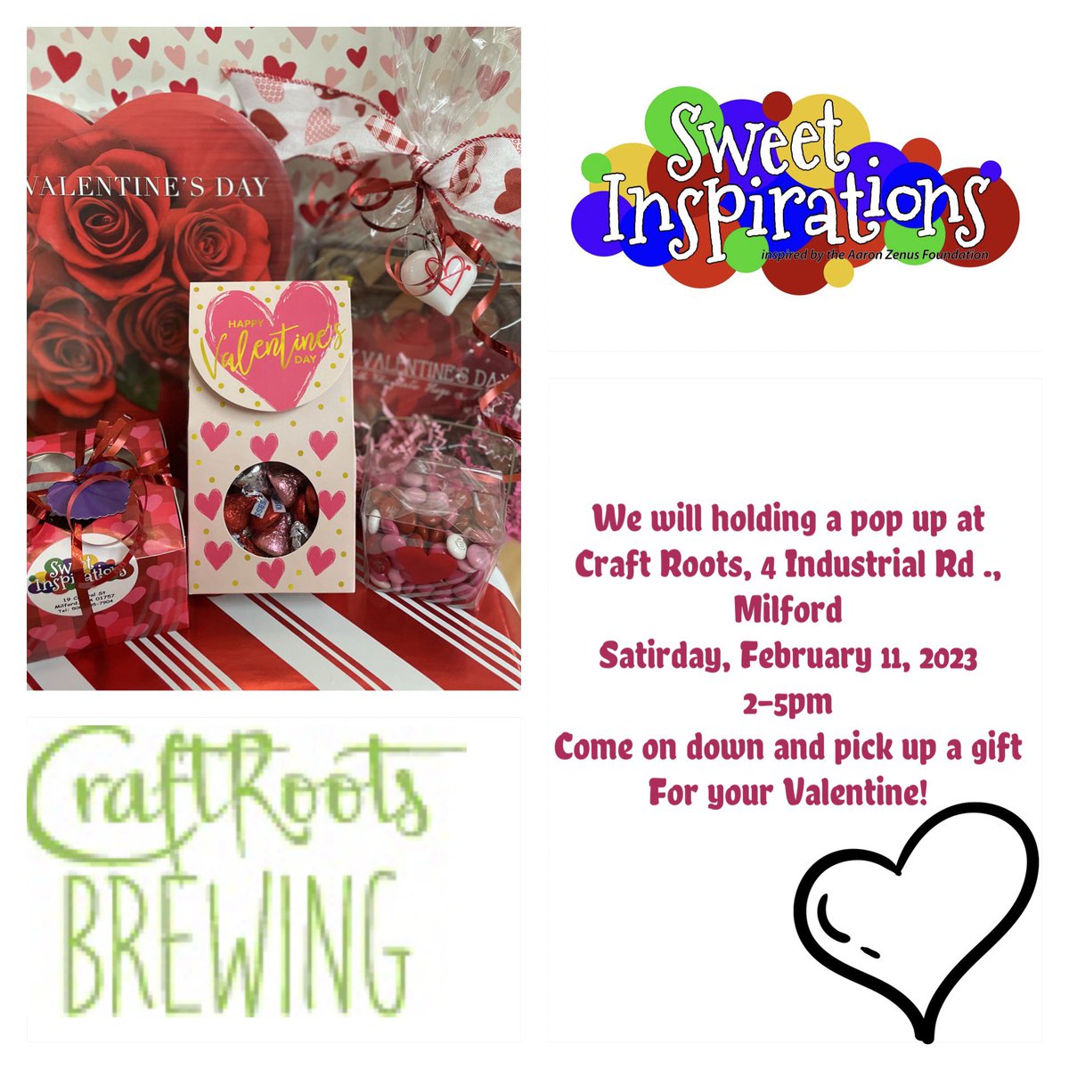 Come on down to Craft Roots this Saturday and support Sweet Inspirations! We will be there from 2-5pm! <a href="/FoundationZenus/">Aaron Zenus Foundation</a> @jwalsh_jennifer
