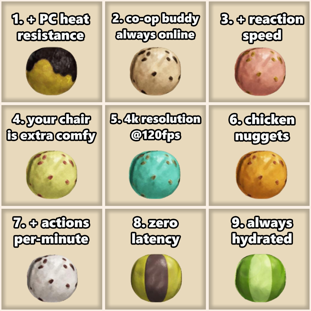 XBOXANZ's tweet photo. alright hunters, we’ve got some special Dangos on the menu today. 

which three flavours do you choose? 🍡 https://t.co/nrO4BSwmP7