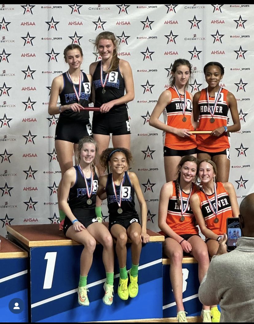DunavantRandall's tweet photo. Amazing Saturday watching Mia compete at Indoor State! She and her teammates were amazing. State runner-up in 7A as a team, Mia is a state champ in 4x8, 2nd in 4x4, 3rd on 800m, and top 5 in 400m. All as an 8th grader in the most competitive division in the state. ❤️🏆 https://t.co/A7zchOEf5F