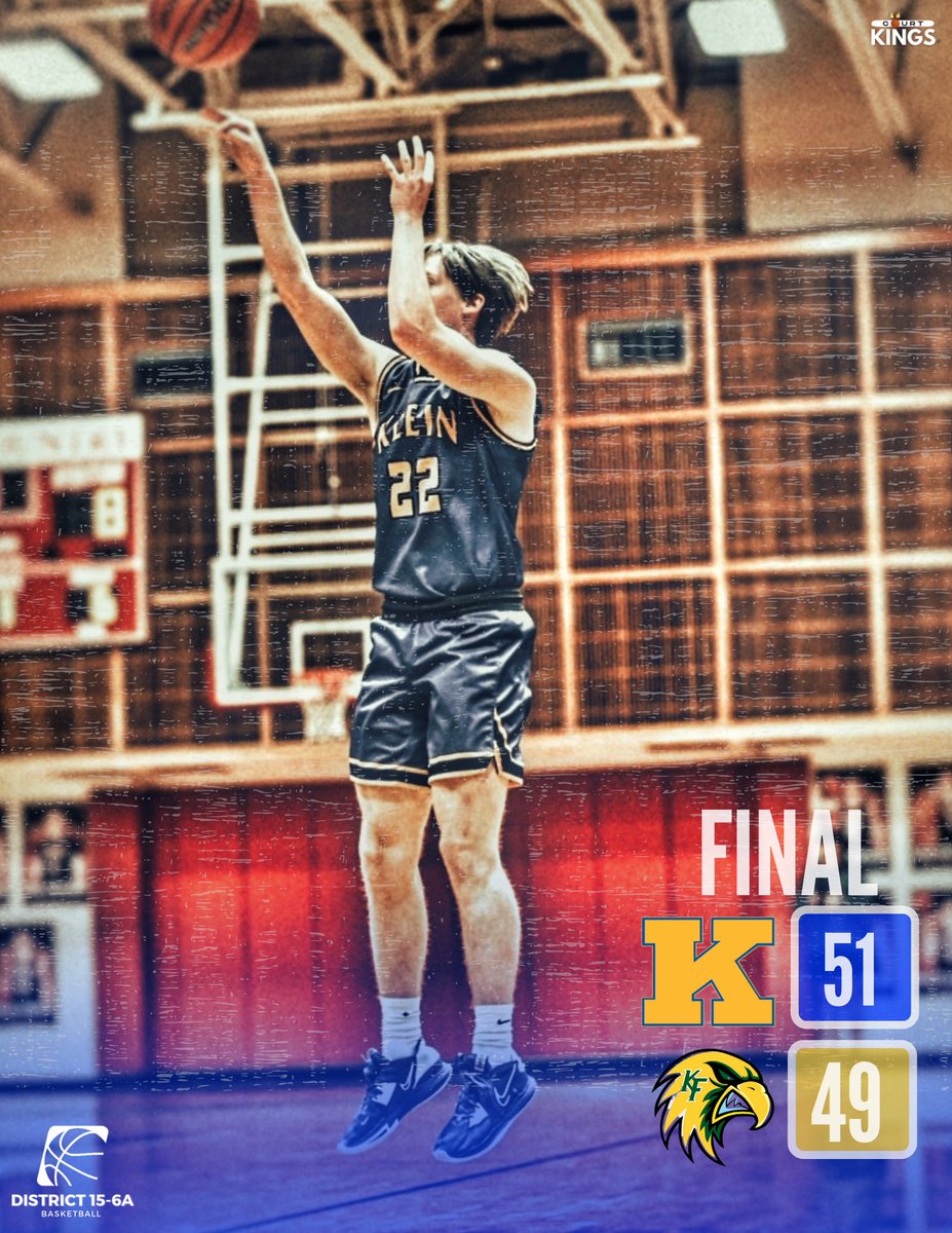 coachevans2024's tweet photo. @KleinKatsBBall 51
@KFBasketball 49

Klein
@Caleb13Evans 18pts 6rebs 4ast 2stls
@Isaiah15Brooks 13pts 4rebs 2blks
@KennethR2023 8pts (game winner)
@aarongottalent 6pts 3ast

Klein Forest
Joshua Agbaja 23pts https://t.co/1ZEFxbQQnF