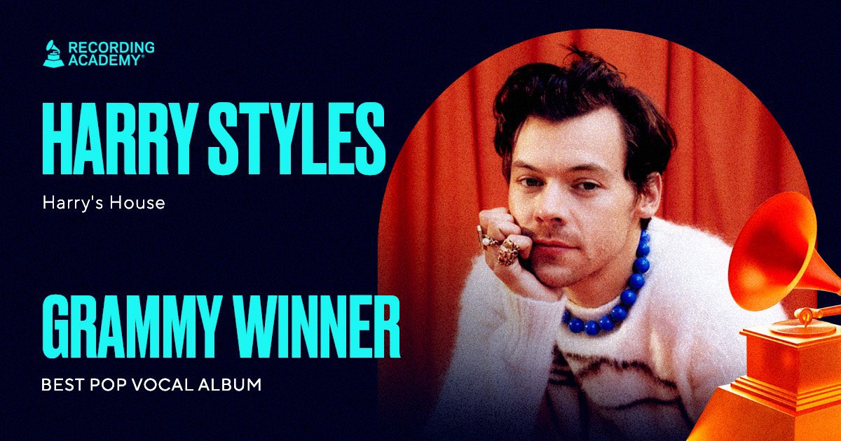 HarrytpwkCL's tweet photo. Harry’s House ganó el #GRAMMY por Mejor Álbum Vocal Pop!
Es el segundo Grammy para Harry en su carrera y el segundo de la noche para el álbum💚
Felicidades @Harry_Styles y todo el equipo🥹🥹🥹 https://t.co/2KjIBznUSh