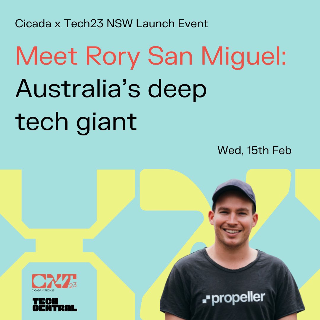 CicadaInnov's tweet photo. Join our exciting convo with @PropellerAero CEO, @RoryPropeller, alum of Cicada &amp; Tech23, &amp; learn from Rory's journey founding a global #deeptech company. Part of @techcentralsyd Connect, this event marks the launch of #CxT23, Aus' biggest deep tech event. https://t.co/xaWIbixOPt https://t.co/QDtdtFlvBV