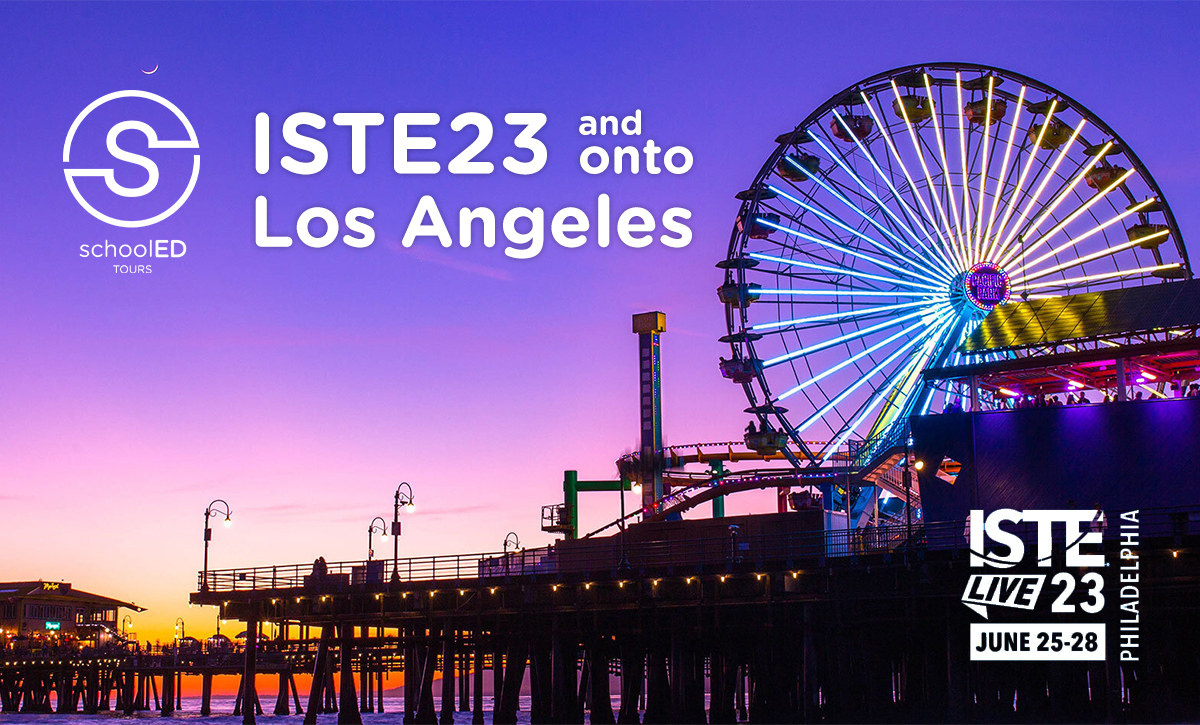 schoolEDconsult's tweet photo. So excited for our latest schoolED Tour taking off June 23 2023 bound for #ISTE23Live.  Join @loubowe + our Aussie team for ISTE23 in Philadelphia and then on to LA for edu fun  https://t.co/eJFr9zMeeF #DLTV #ACCE #EdTech #DigitalTechnologies #AussieED  #ICTENSW #EdTechSA https://t.co/8UqBEhAZrK