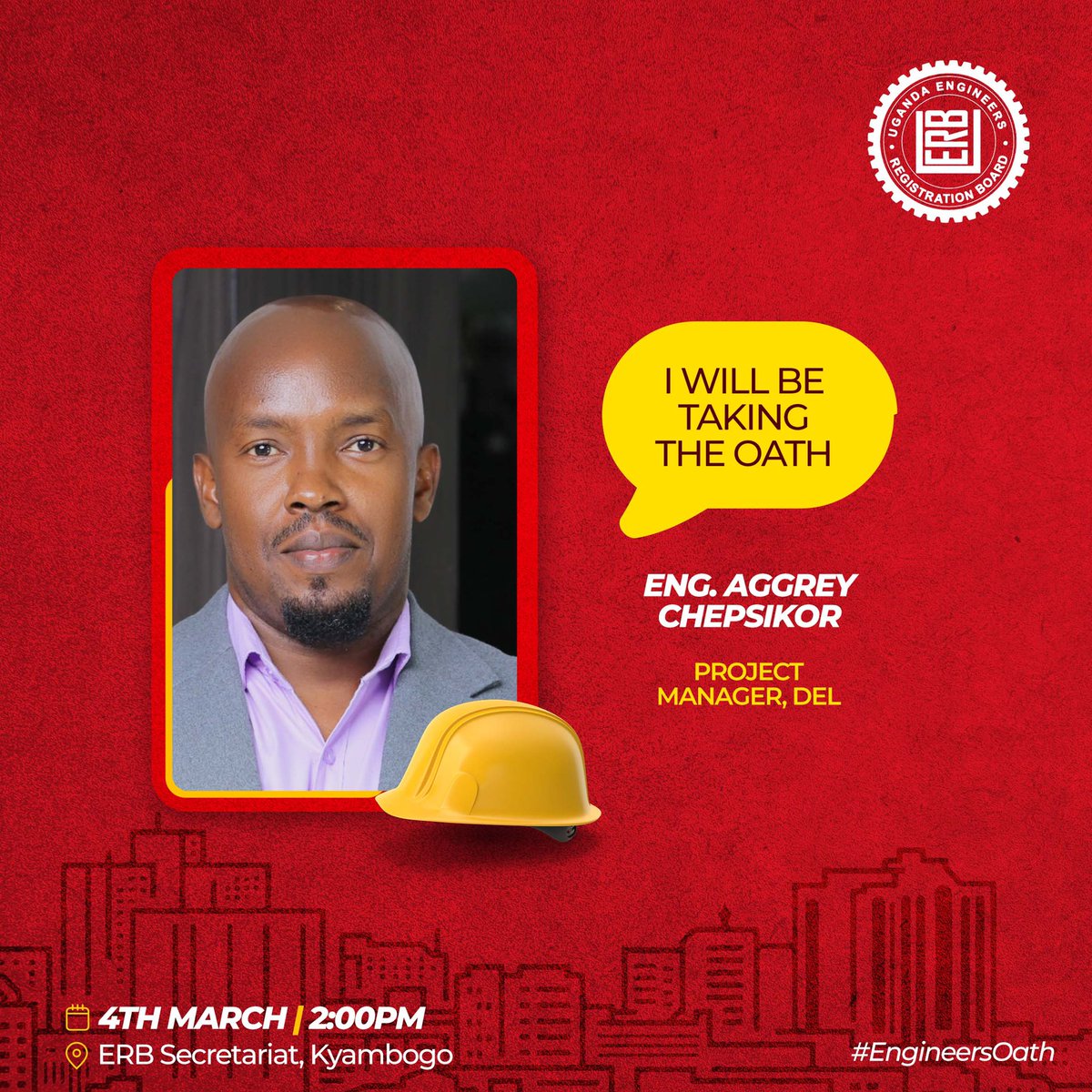 ERBUganda's tweet photo. Introducing Eng. Chepsikor Aggrey, who will be taking the Engineer’s oath this World Engineering Day, #WED2023 on 4th March 2023!

He is currently working as a Projects Manager for DEL and as an Engineering consultant.

Kudos to you and Congratulations!
#WED2023
#Engineersoath https://t.co/yk3oCPDW8a