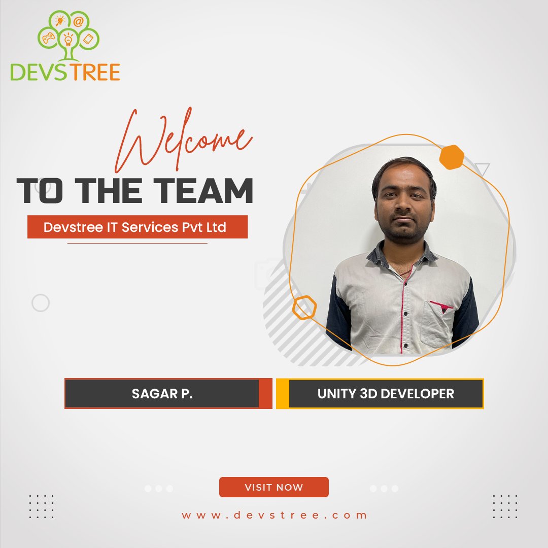 devstreeit's tweet image. Congratulations and welcome to the Devstree IT Services Pvt. Ltd. family!
It's amazing to have such a talented new member as part of Devstree. Wishing you a successful career ahead in the role of Unity 3D Developer.
#NewJoining   #unity3d #unity3ddeveloper #devstree #india