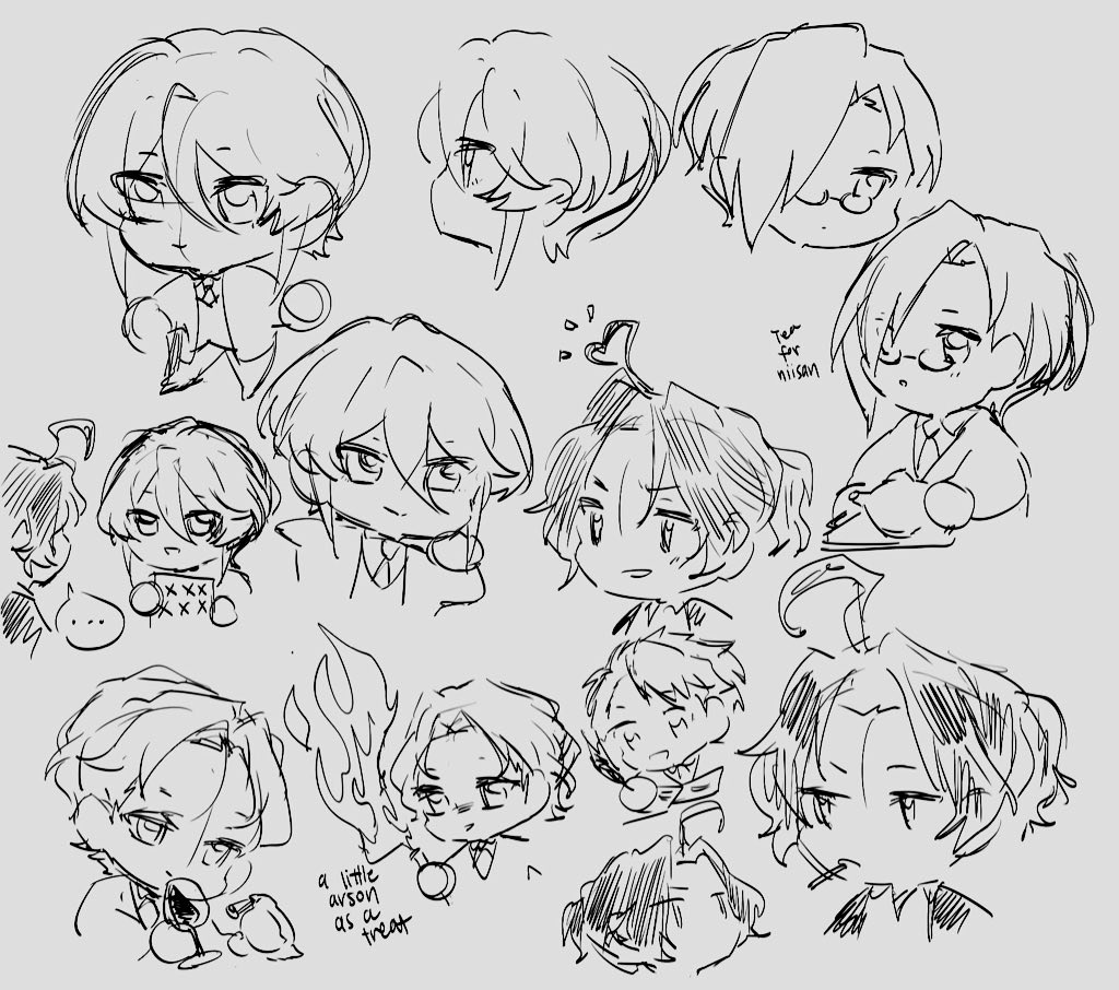 some yuumori chibi practice doodles 