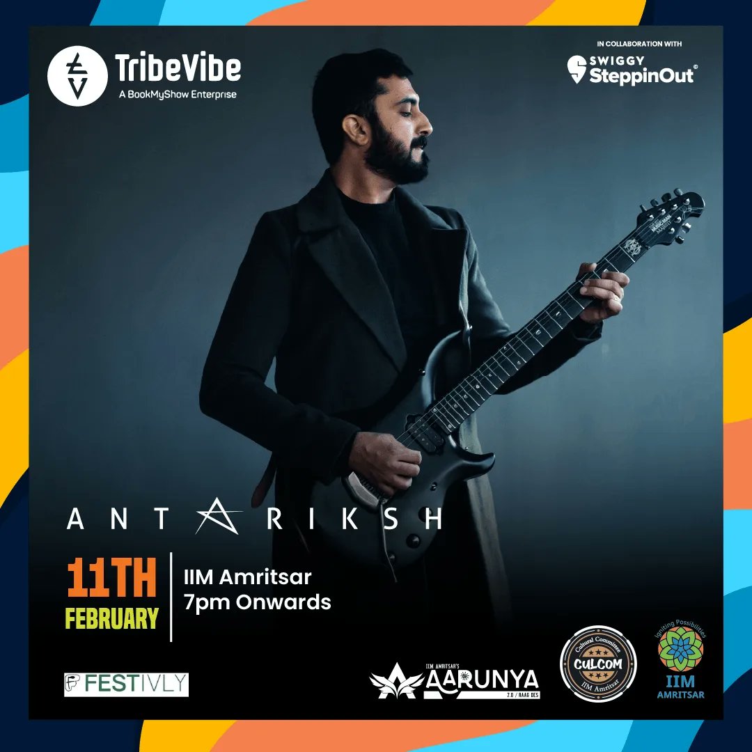 TribeVibeLive's tweet photo. TribeVibe in collaboration with @SteppinOutIndia presents a dynamic evening packed with full on entertainment!
@paranoxmusic & #Antariksh are on their way to @IIMAmritsar's #Aarunya fest on 11th February, 7 pm onwards
#festivly
@shovenshah
#Tribevibe https://t.co/ishKkS0wXs