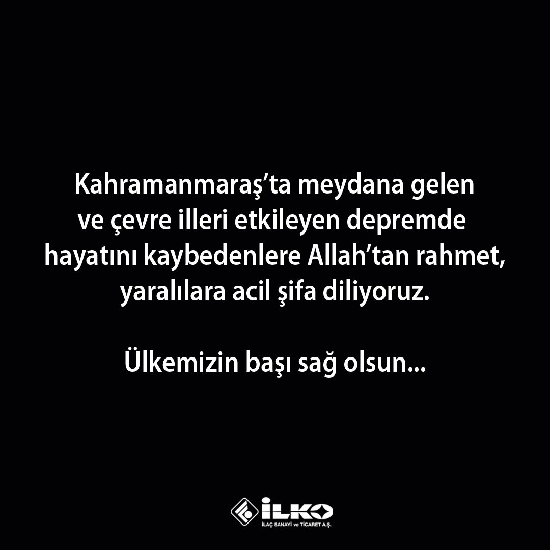 Kahramanmaraş’ta meydana gelen ve çevre illeri etkileyen depremde hayatını kaybedenlere Allah’tan rahmet, yaralılara acil şifa diliyoruz.

Ülkemizin başı sağ olsun...