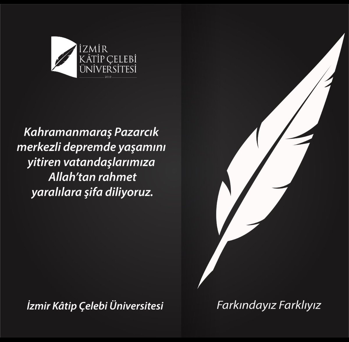 #Kahramanmaraş Pazarcık merkezli #depremde yaşamını yitiren vatandaşlarımıza Allah’tan rahmet yaralılara şifa diliyoruz.