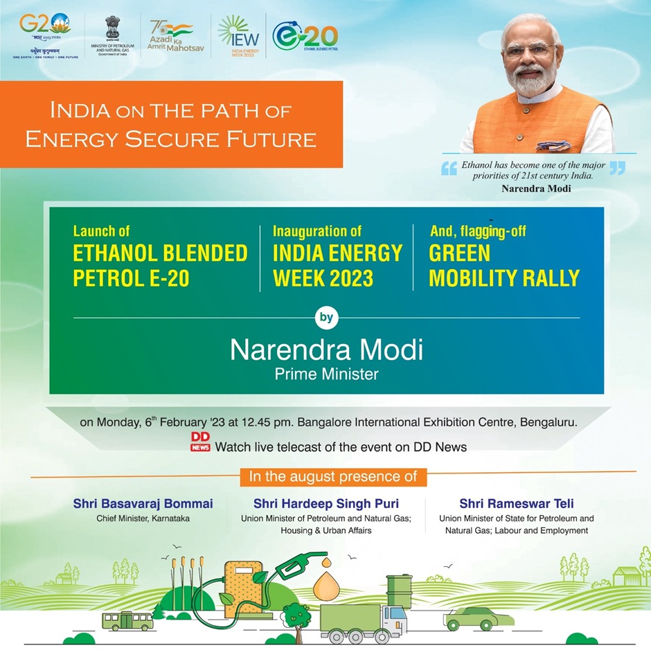 BPCLimited's tweet image. Hon’ble PM @narendramodi ji inaugurates @IndiaEnergyWeek and showcases the future energy landscape of India. #E20 petrol, #SolarCooker #GreenMobilityRally will set the tone for the world to follow #IndiaDrivesE20 #SolarPowerSeCooking