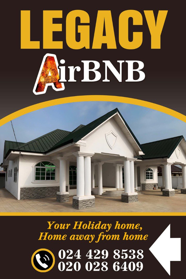 Lewis_Songose's tweet photo. if you find yourself around Berekum and you want, 
-to have a feel of the luxury you left behind, 
-if you can’t afford to live this luxury and you thirst for it
-You want to have a house/birthday party
-serene environment for photo/video shoot 
LEGACY AirBNB IS THE PLACE TO BE. https://t.co/cSI7COyBmn