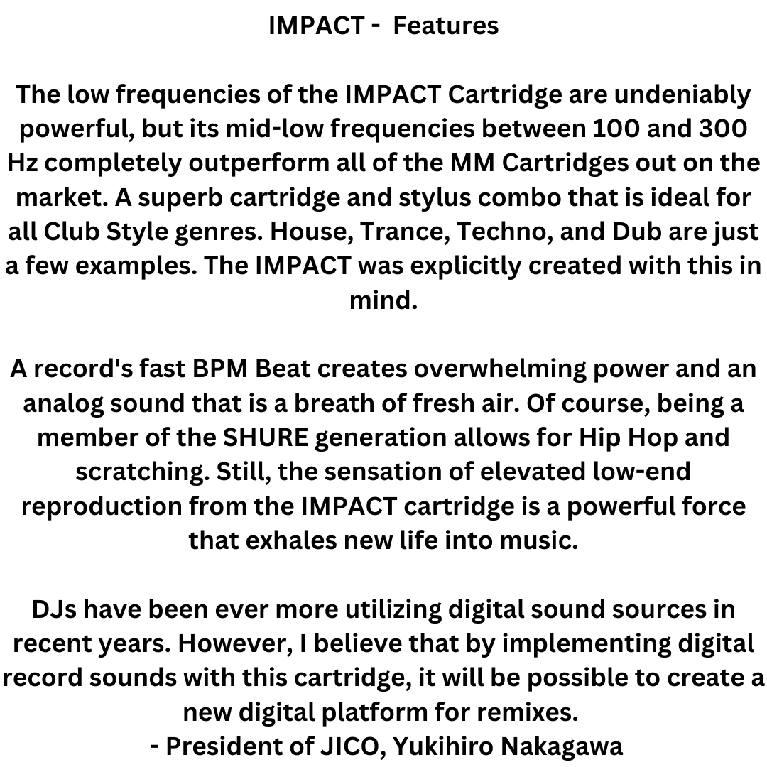 JICO_INT's tweet photo. JICO CUSTOM SHOP
IMPACT - Features
https://t.co/646VsLPg3V
#JICO #JICOCustomShop #JICOIMPACT #DJ #DJCulture #Turntablism #DVS #M44 #phonocartridge #VinylDj #HouseMusic #Techno #Dub #EDM #Bass #SubBass #ClubDJ #Vinyl #LowEnd #Bassline https://t.co/G1DmGsltn6