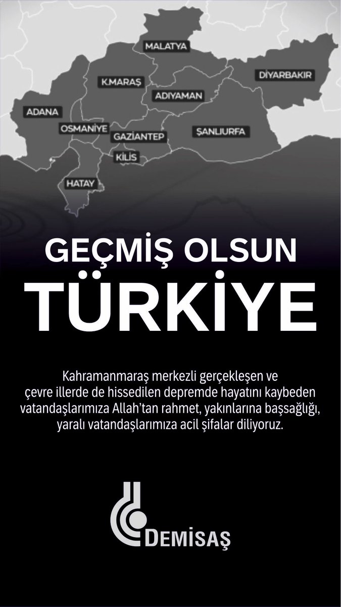 DemisasDokum's tweet photo. Geçmiş olsun Türkiye #deprem https://t.co/VdBBAadLrU