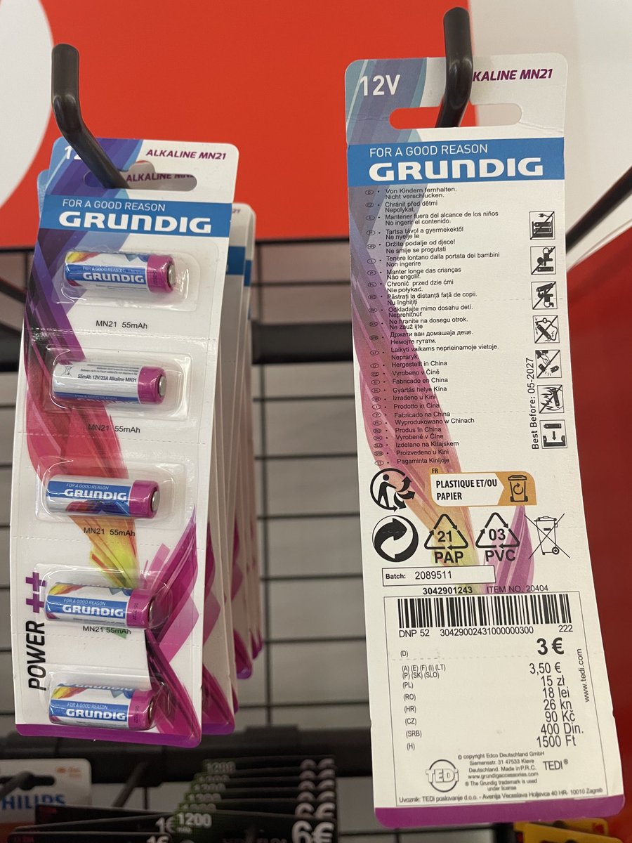 5 Batterien gibt es schon für 3€ bei Tedi