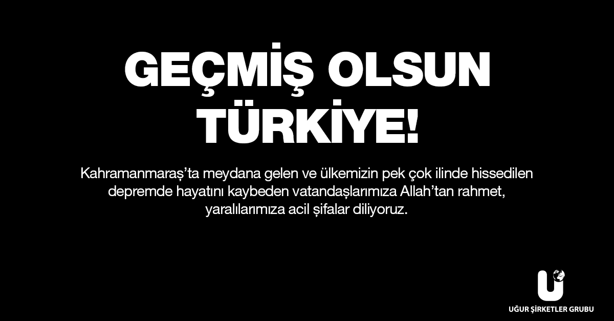 UGrubu's tweet photo. GEÇMİŞ OLSUN TÜRKİYE!
Kahramanmaraş'ta meydana gelen ve ülkemizin pek çok ilinde hissedilen depremde hayatını kaybeden vatandaşlarımıza Allah'tan rahmet, yaralılarımıza acil şifalar diliyoruz. https://t.co/7zdacrV8ft