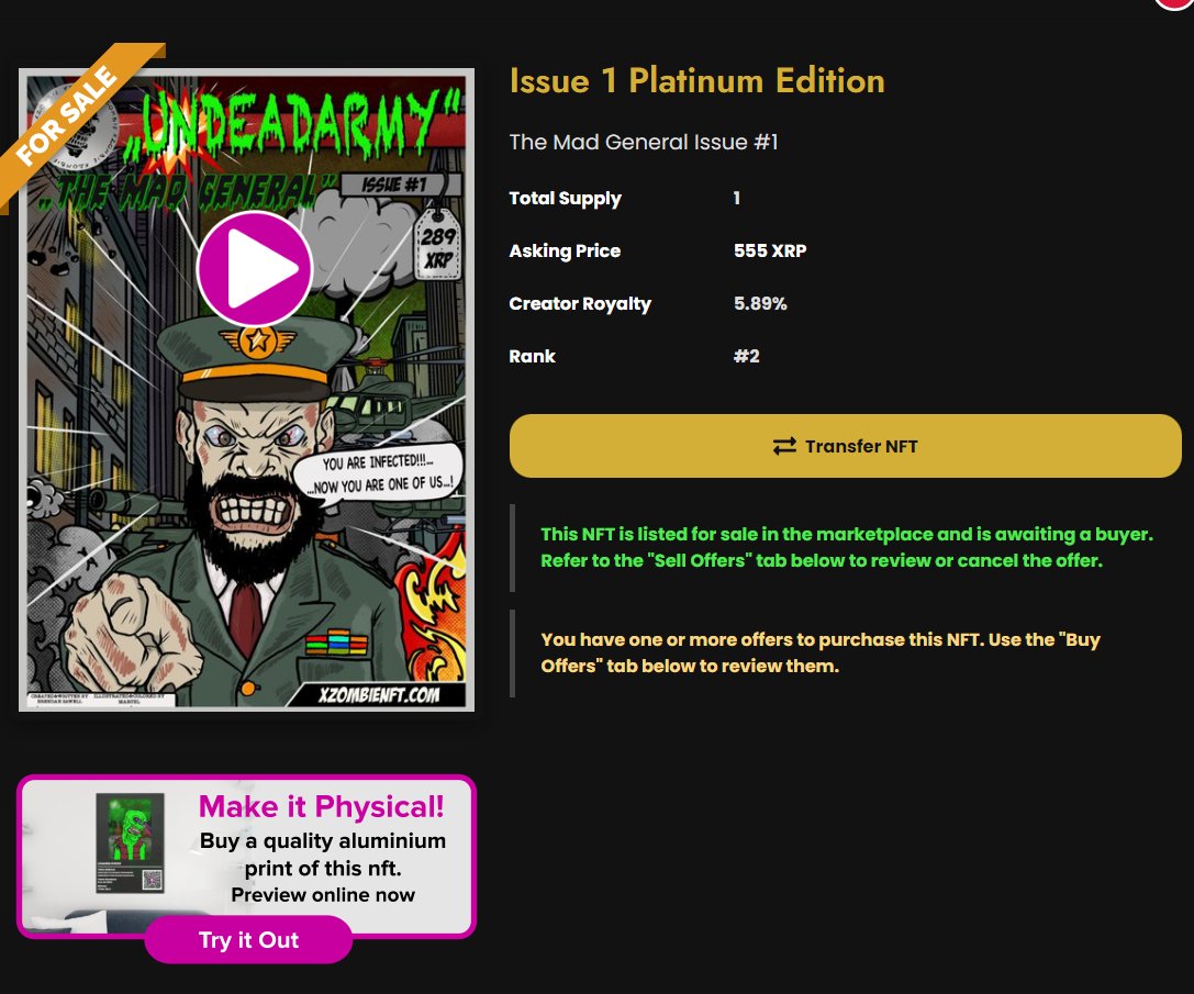 ShoppeeWise's tweet photo. THANKS @xrplzombie #UNDERARMY
Issue 1 Platinum Edition - At the xMart NFT marketplace https://t.co/Aoi6DjF4Fm
@XRPLMarketPlace #XRPL #XRP #NFT #NFTCommunity https://t.co/vntiQXsBwv