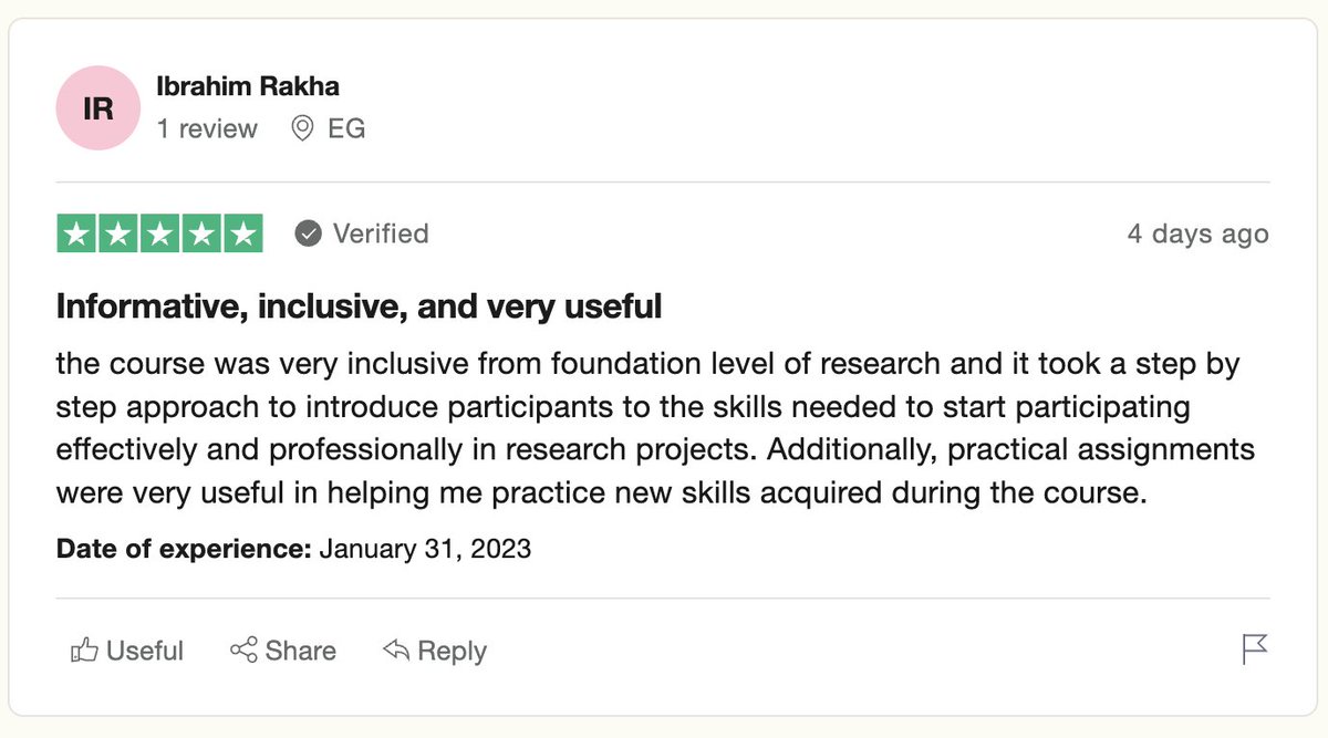 NegidaAcademy's tweet photo. From the participants' feedback about @NegidaMD #NegidaResearchCourse - Join the Global English version here: https://t.co/JAFkLVTeF7 or the Arabic version here: https://t.co/HnEUBDGyMO https://t.co/SpbYVIg7go