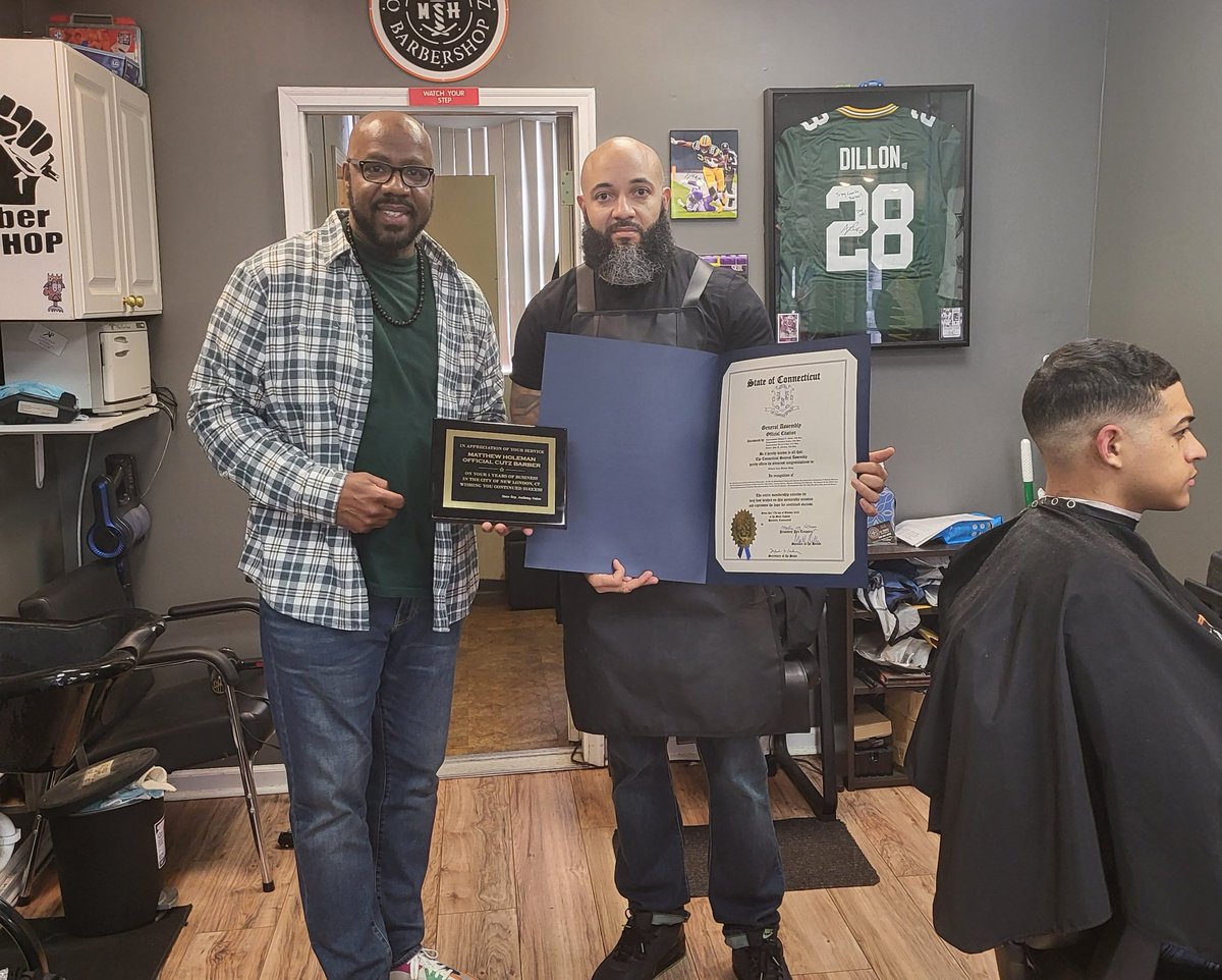 I had the amazing opportunity to stop by Official Cutz Barber Shop and present a General Assembly Citation and a plaque to Owner Mathew Holeman. Mathew has been in business 5+ years is especially spotlighted for his positive peer support and connection to many youth #blackhistory