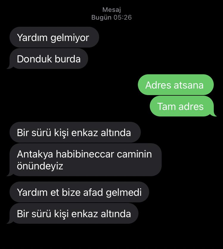 Antakya habibineccar cami civarı. 
Yardım edin lütfen. #afad #antakya #DEPREMOLDU #Hatay <a href="/OguzhanUgur/">Oğuzhan Uğur</a> #Gaziantep #mersin #maras #deprem #afad #depremistanbul #Diyarbakir #Gaziantep <a href="/AFADBaskanlik/">AFAD</a> <a href="/AntakyaBld/">Antakya Belediyesi 🇹🇷</a> #hatay #antakya <a href="/HatayBSB/">Hatay Büyükşehir Belediyesi</a>