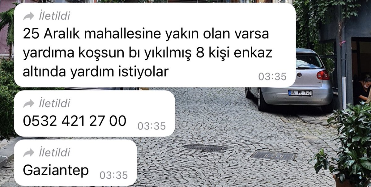 Şuan geldi, elden ele yayalım!
25 Aralık Mahallesi, Gaziantep. 8 kişi enkaz altında yardım bekliyor.
05324212700. #deprem #yardım