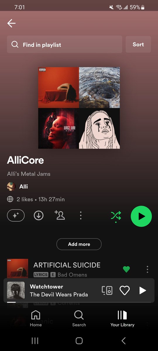 AlliHax's tweet photo. We are listening to some of my metal jams and this conversation happened with my husband:
Zack: You know what I call The Devil Wears Prada, Currents, Bad Omens and Architects?
Me: MetalCore?
Zack: AlliCore

You know it had to be done. https://t.co/243lv8FRXY