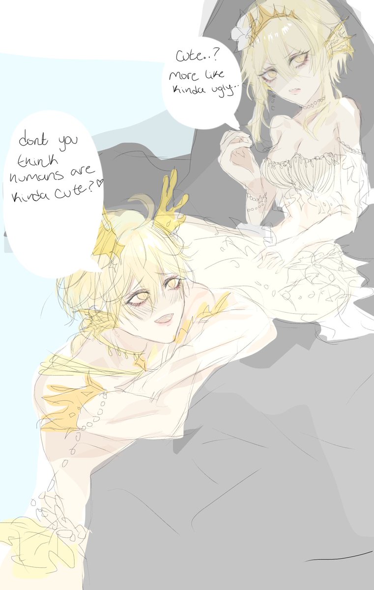 Dumb_Chan_'s tweet photo. “WIP” yeah sure I’m not ganna finish this fish ppl are too hard to draw 🙃 #Lumine #aether #Mermaid #Genshinfanart https://t.co/6DbNCrhQ4F