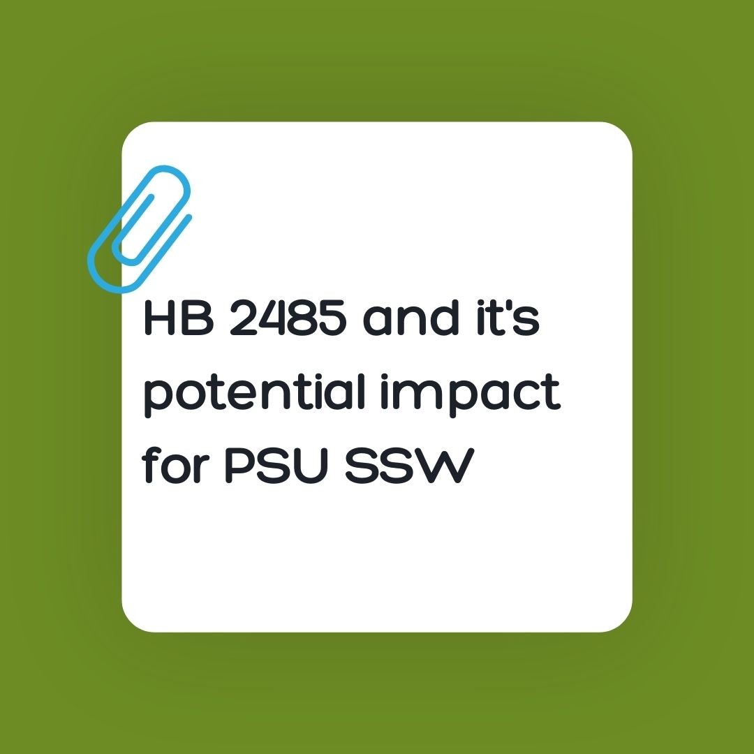instagram.com/p4p.pdx/ HB 2485 provides integral funding for PSU SSW and the students they serve. The vast majority of the respondents in our Field and Finance Survey detailed the precarious, financial juggling we all do to get through the SSW program. HB 2485 is not a panacea f