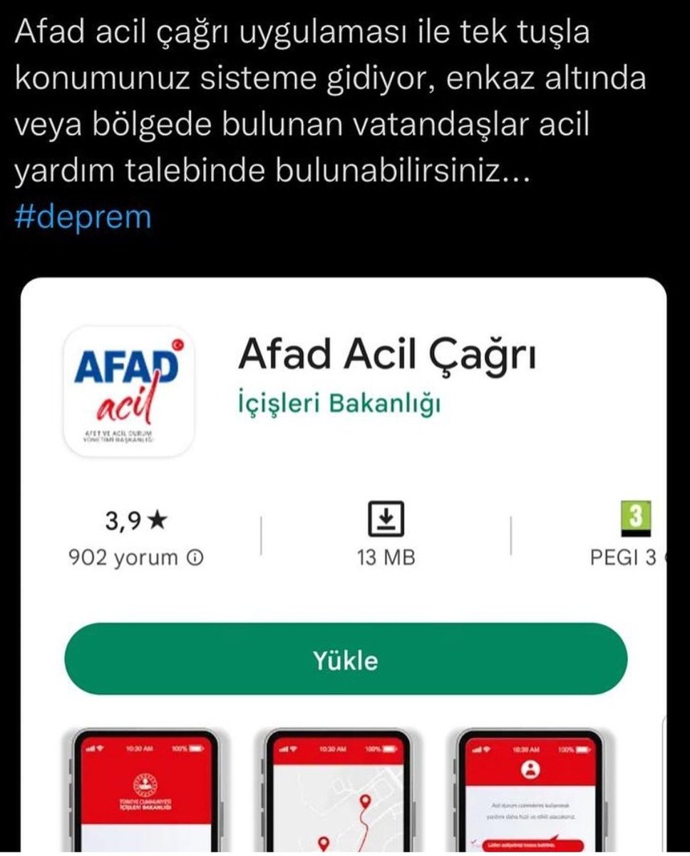Oze_KuzeY's tweet photo. Lütfen sadece deprem bölgesinde olan vatandaşlarımız indirip kullansın !!! #deprem 🇹🇷🤲 https://t.co/FeT0LDQpP9