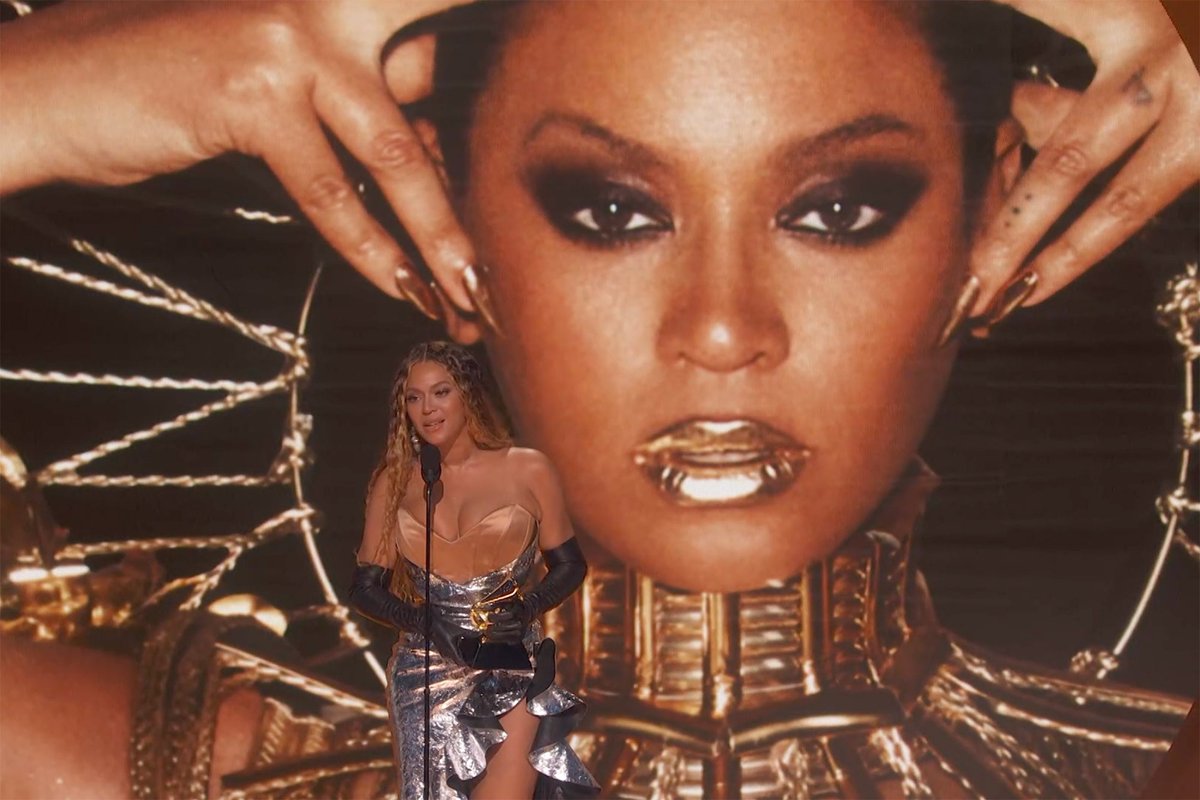 brooklynvegan's tweet photo. Beyoncé breaks record for most Grammy wins ever, thanks queer community for "inventing the genre" in Best Dance/Electronic Album acceptance speech #GRAMMYs https://t.co/85w5I6ChV8 https://t.co/4oHRY00k2a