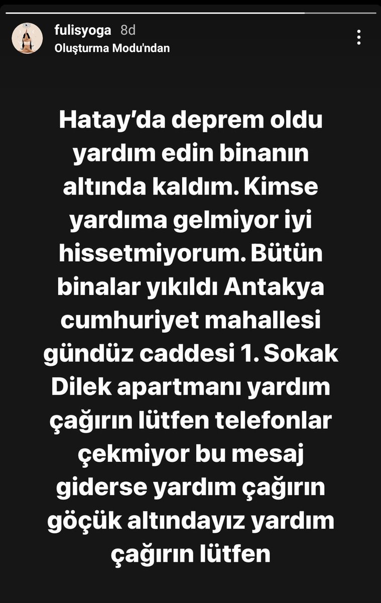Hatay'daki arkadaşımın yardıma ihtiyacı var, paylaşır mısınız. #DEPREMOLDU