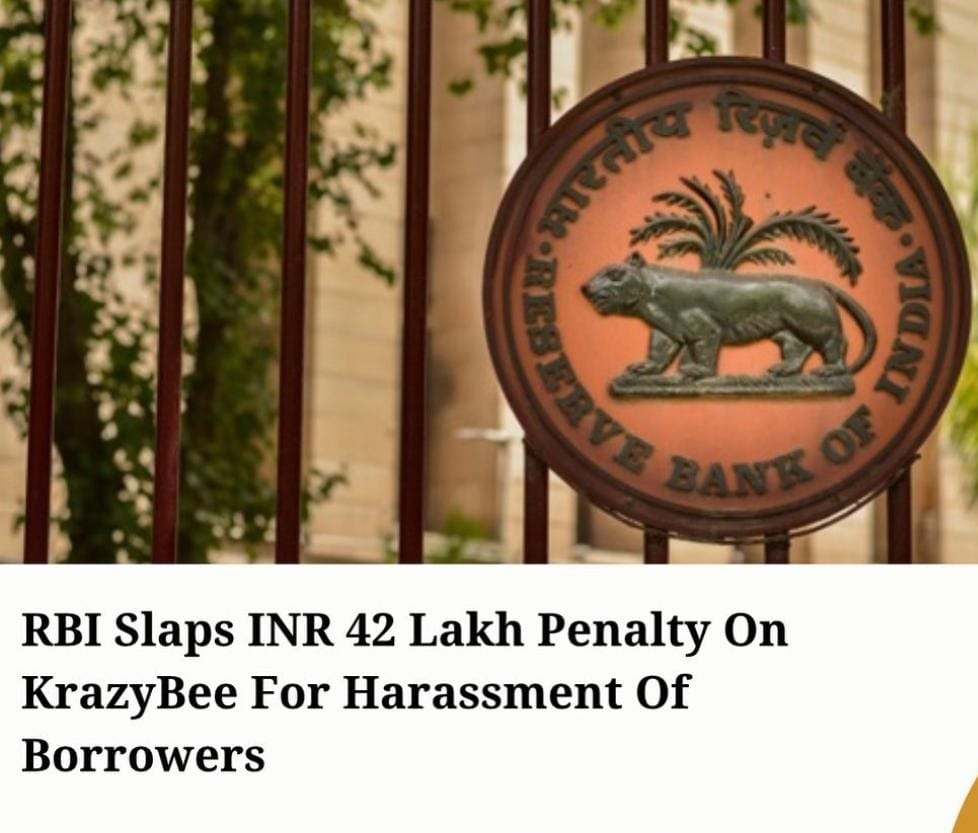 RBIcompliance's tweet photo. #RBI has imposed a monetary penalty of ₹42.48 lakhs on #KrazyBee Services Private Limited (#KreditBee / @kreditbee), a #Fintech #NBFC based in #Bangalore.

📮 ask@nbfc.in
📱https://t.co/Pj9iob9WhC

👩🏻‍💼👨🏽‍💼
 Go to📱https://t.co/uG26l0hjJv
💗 @rbicompliance
Join at WA📱8779696580 https://t.co/7FO2BaBh8y