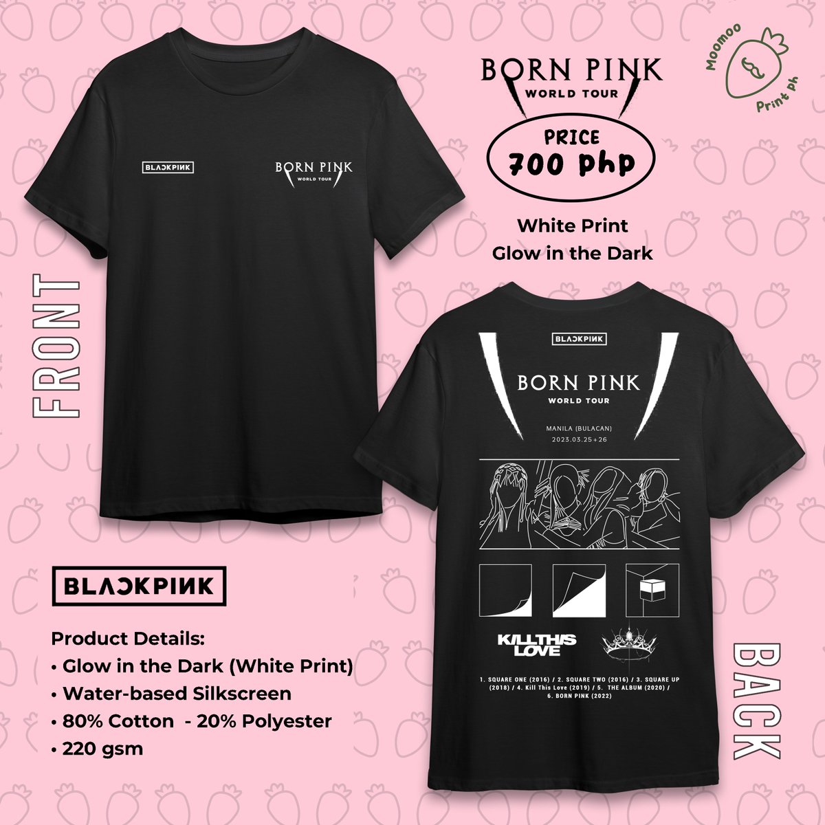 moomoo_print_ph's tweet photo. wts | lfb

Fan-Made <BornPink> in Manila 
BLACKPINK Concert Shirt
White Print -(GITD) - 700 php
Pink Print -(not GITD) - 650 php

✨Order Form✨
https://t.co/HFL3dL43n9

50% DP (PAYO)
Orders until Feb 20, 2023
DoP (RemBal): Feb 28, 2023
ETA: March 12 onwards

#BORNPINKinMANILA https://t.co/7Ug5TeSMzK
