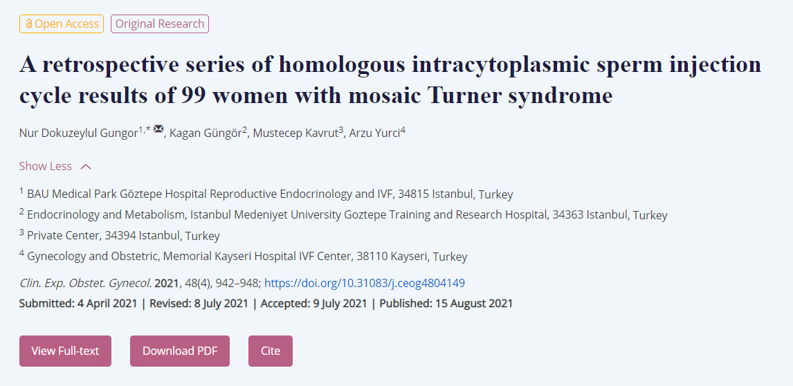 gan_aries's tweet photo. 🙌"A retrospective series of homologous intracytoplasmic sperm injection cycle results of 99 women with mosaic Turner syndrome" has been published in @CEOGjournal.

For more details:
https://t.co/vhDC5Wf7oZ

#Mosaic_Turner_syndrome  #Homologous_IVF  #Antagonist_protocol  #PGD https://t.co/NmxqVBGApu