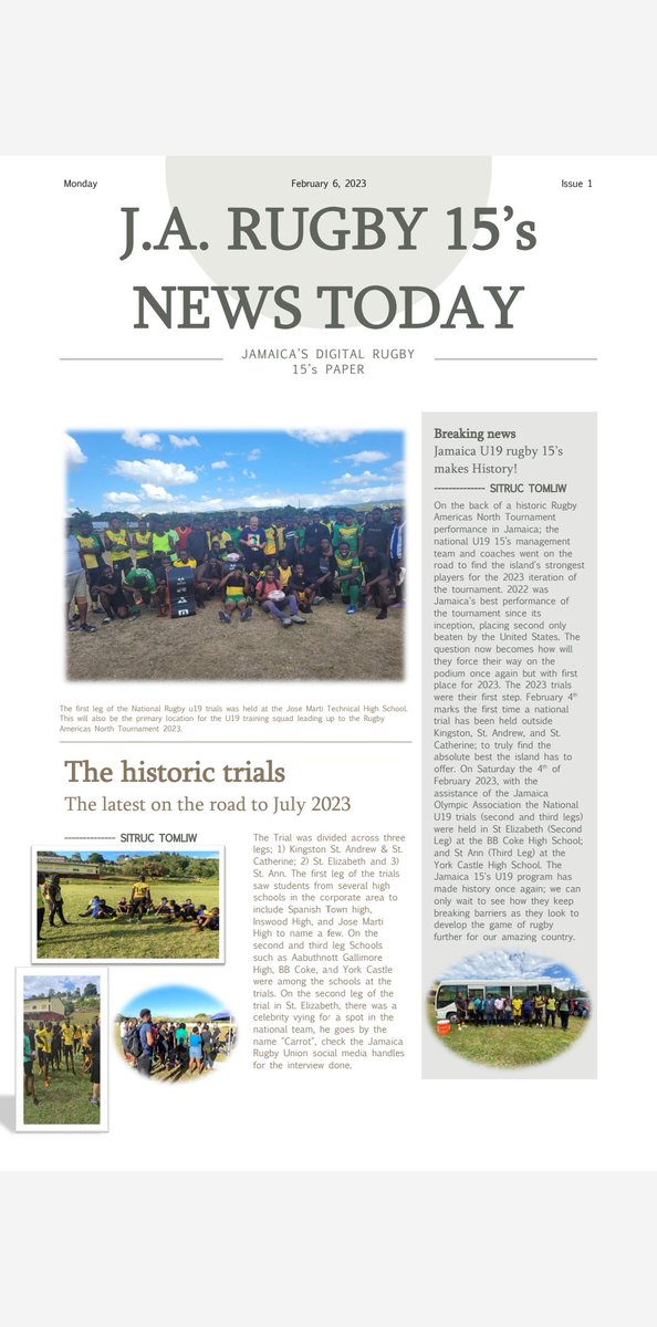 First Rugby U18 &amp; Women’s Trials Outside Of Kingston &amp; St Catherine, We Visit St Elizabeth &amp; St Ann Over The Weekend. JRFU Discover Some Raw Talent at BB Cook High School &amp; York Castle High. Thanks  <a href="/jamaicaolympic/">Jamaica Olympic Association</a> For Your Support. <a href="/RugbyAmericasN/">Rugby Americas North</a> <a href="/Babsy_grange/">Hon. Olivia “Babsy” Grange</a>