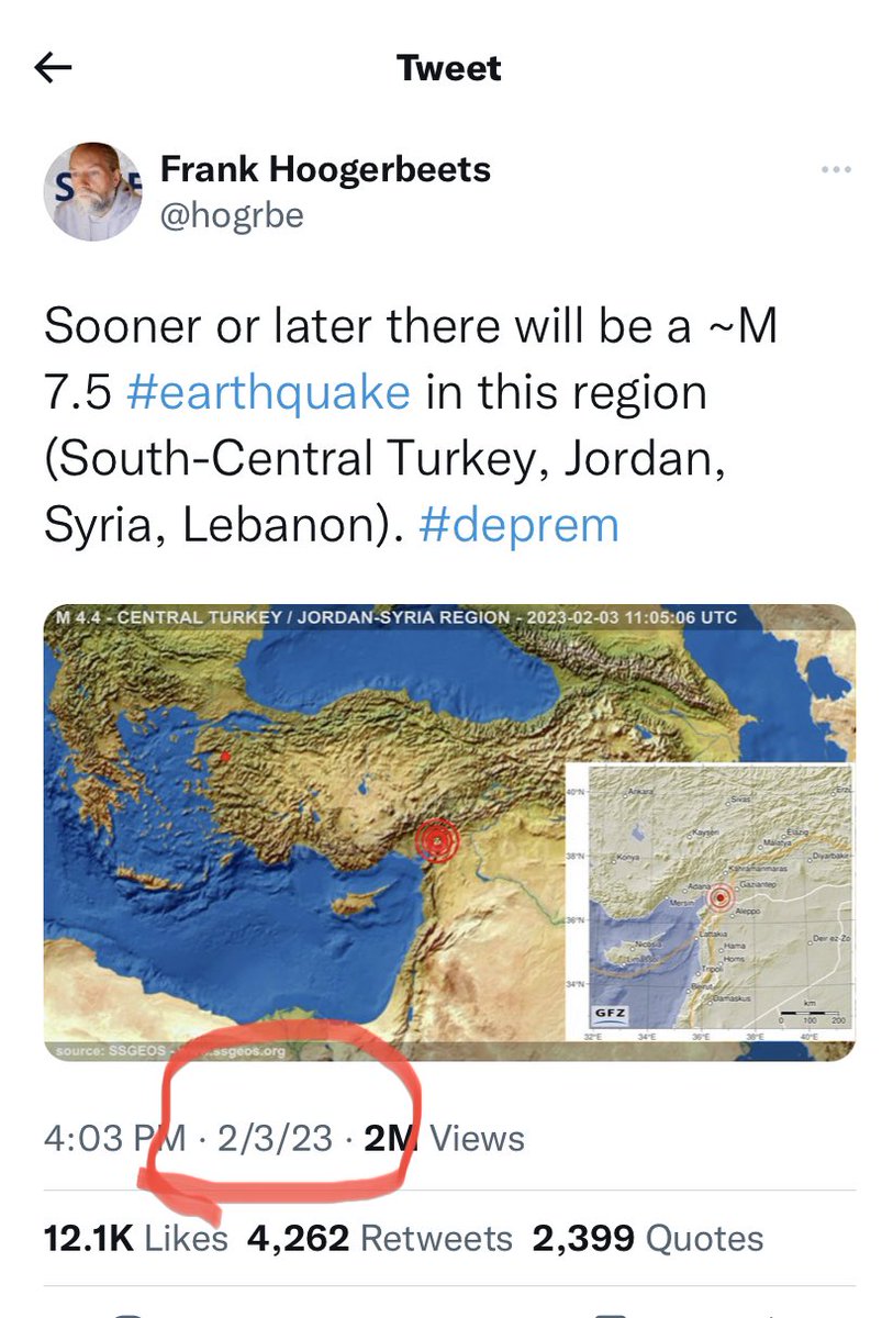 anasalhajji's tweet photo. OMG!   When experts speak… pay attention!   Check the date of the tweet below!   A historic lesson to everyone in every sector, every industry. 

#TurkeyEarthquake #Turkey https://t.co/TFyyKoMagn
