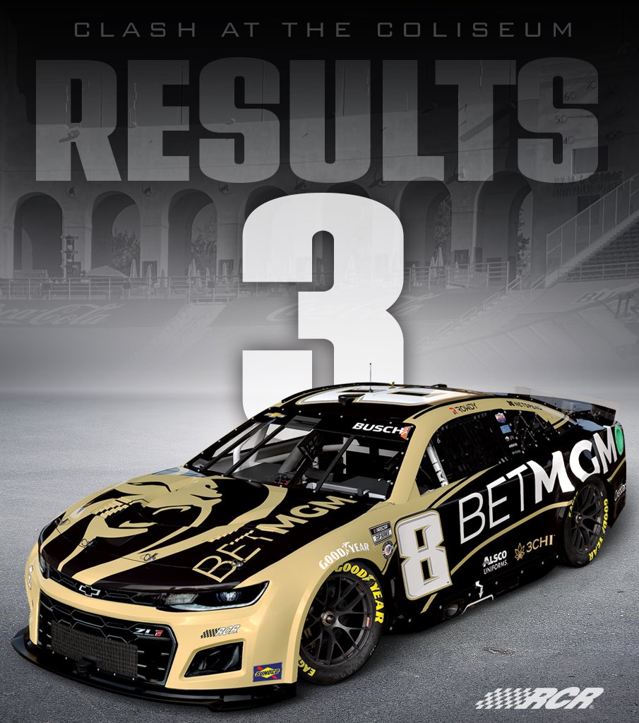 RCRracing's tweet photo. Results from The Clash!

@GetBioethanol | @austindillon3 | @KyleBusch | @BetMGM https://t.co/tsMFkMev19