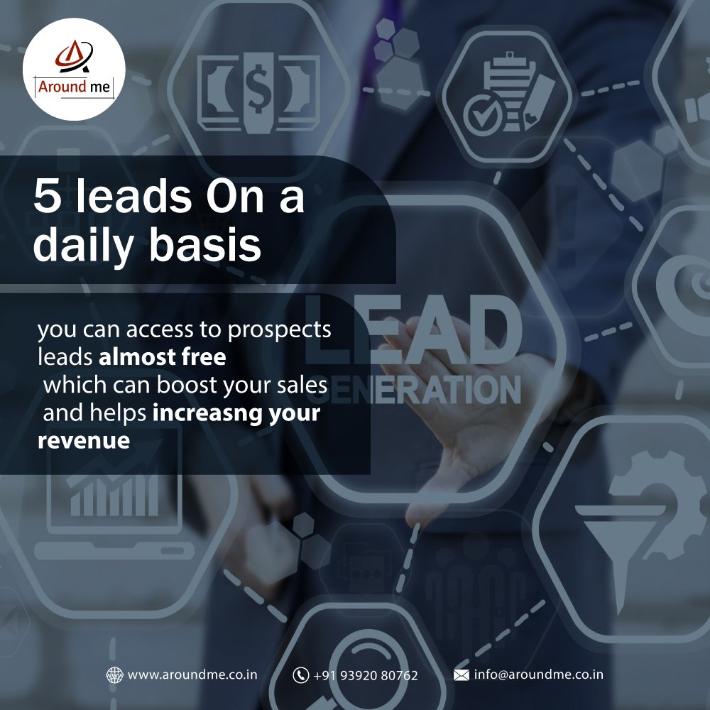 Hi Everyone
You know the most of important thing to run a business it's the customer , Leads or prospects that drive growth of sales.
With aroundme.co.in you can get minimum 5 leads per day for your business
#businesscoach#localseoservices #leads#freebusinessadvice
