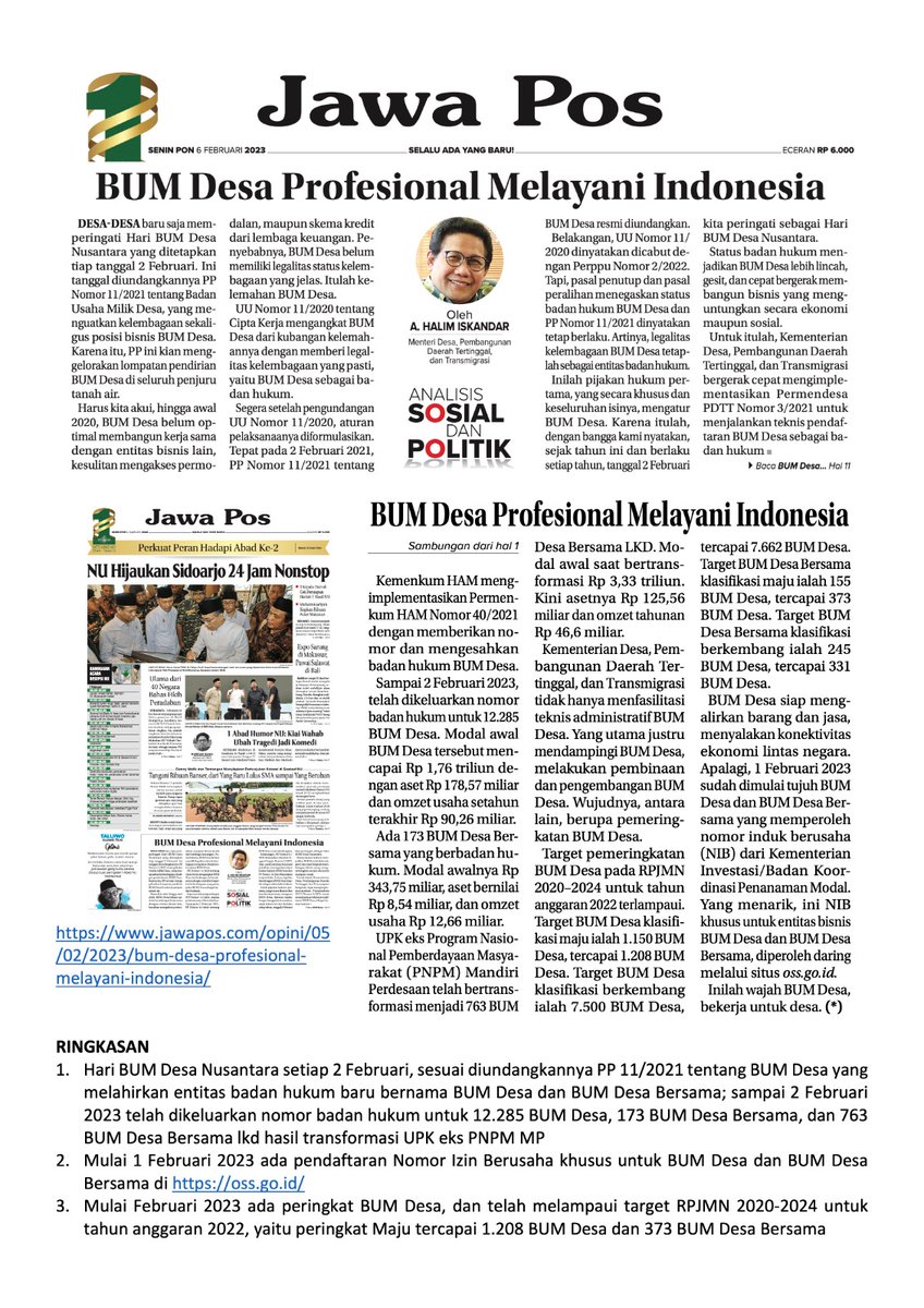 BUM Desa Profesional Melayani Indonesia
#haribumdesa 
<a href="/jokowi/">Joko Widodo</a>
<a href="/halimiskandarnu/">ABDUL HALIM ISKANDAR</a> 
@kemendespdtt 
<a href="/malik_haramain/">malikharamain</a>
<a href="/imansyukri/">Iman Sukri</a>
<a href="/taufikmadjid71/">IG : taufik.madjid</a>
@yusradaridesa
<a href="/tppkemendes/">TPP KEMENDES</a>
<a href="/P3MDKalteng/">P3MD PROV KALTENG</a>
<a href="/P3MDKab_Kotim/">P3MD Kotim Kalteng</a>