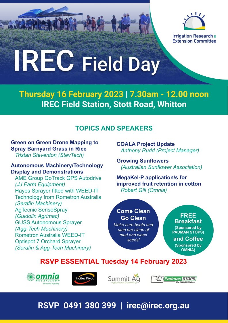 PadmanStops's tweet image. Will we see you at @IRECNSW field day next week