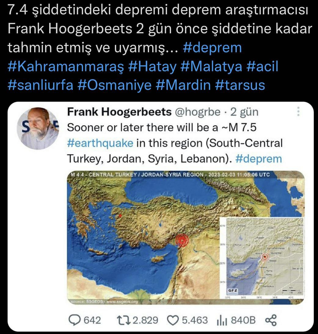 #deprem
Adam iki gün önce tahmin ediyor.
