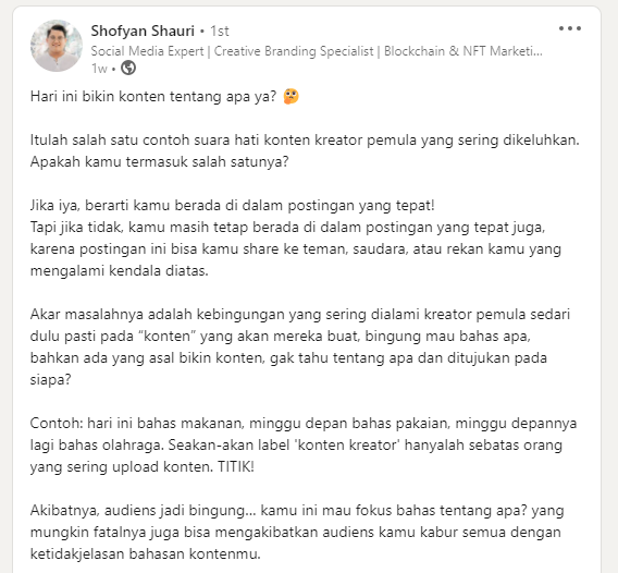 dhiyanazifa's tweet photo. 🌻 Share konten

suka sharing konten yang relevan sama bidang kamu pasti bisa bikin kamu makin dikenal dan sekalian bangun personal branding juga. bisa mulai dari yg paling simple, misal sharing experience karier.

(izin cantumin kontennya sbg contoh ya kak Shofyan..) https://t.co/5VFIOksSTB