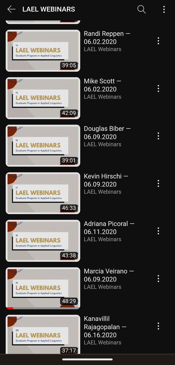 <a href="/LAELPUCSP/">LAEL- PUCSP</a> has a channel with more than 50 WEBINARS on Applied Linguistics! Amazing list of participants! 
Check the Research Bazaar as well! 

linktr.ee/laelpucsp